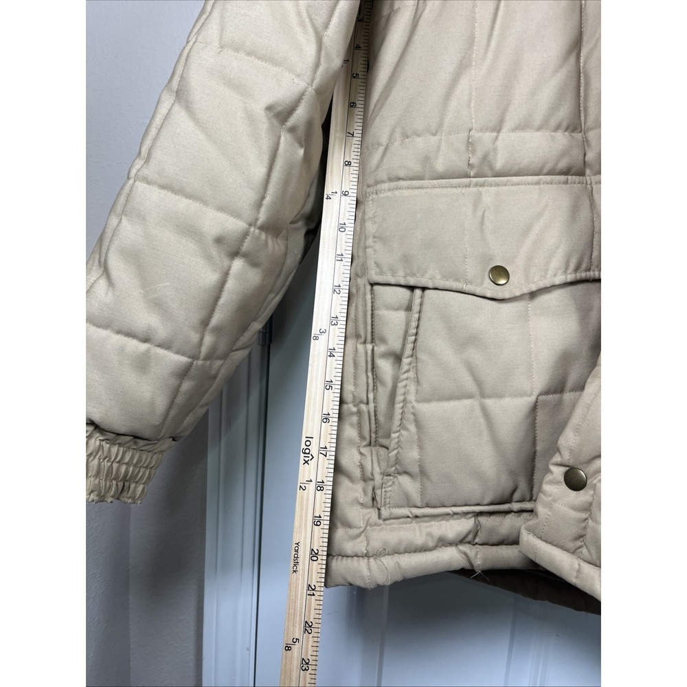 Vintage JCPenny Parka Coat Khaki Color Puffer Design 70s Era Hood Men's LL - Picture 13 of 15